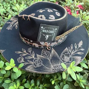 Wild Card Custom Burned Hat.  Adjustable size