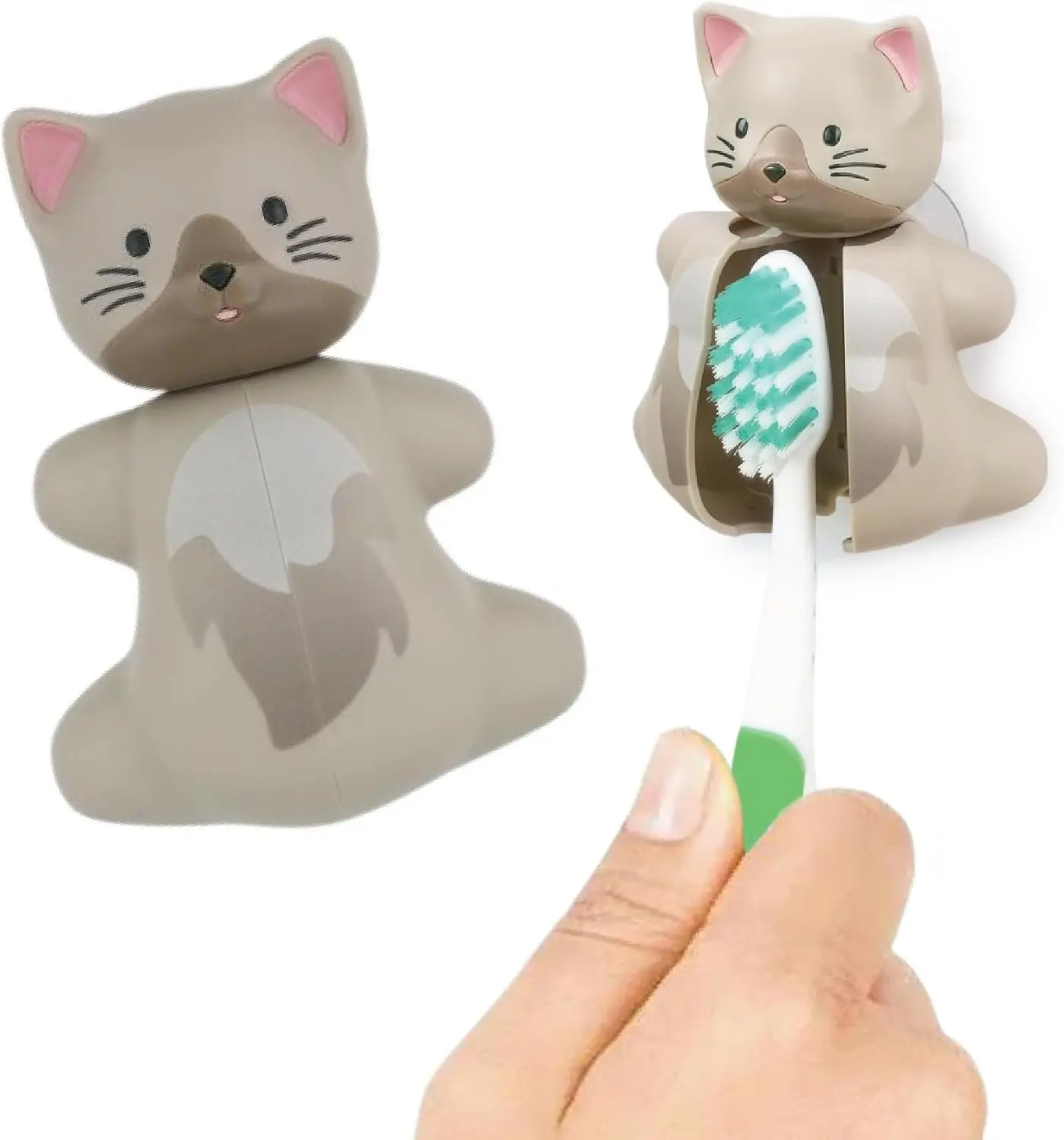 Fun Animal Cat Toothbrush Cover – Kids Toothbrush Holder with Cover – Toothbrush Holders for Bathrooms - Suction Cup Toothbrush Holder