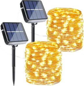 Solar Fairy Lights, 2-Pack Total 80FT 240LED Solar String Lights Outdoor Waterproof 8 Lighting Modes for Patio Fence Party Garden Yard Home Holiday Tree Outdoor Decoration
