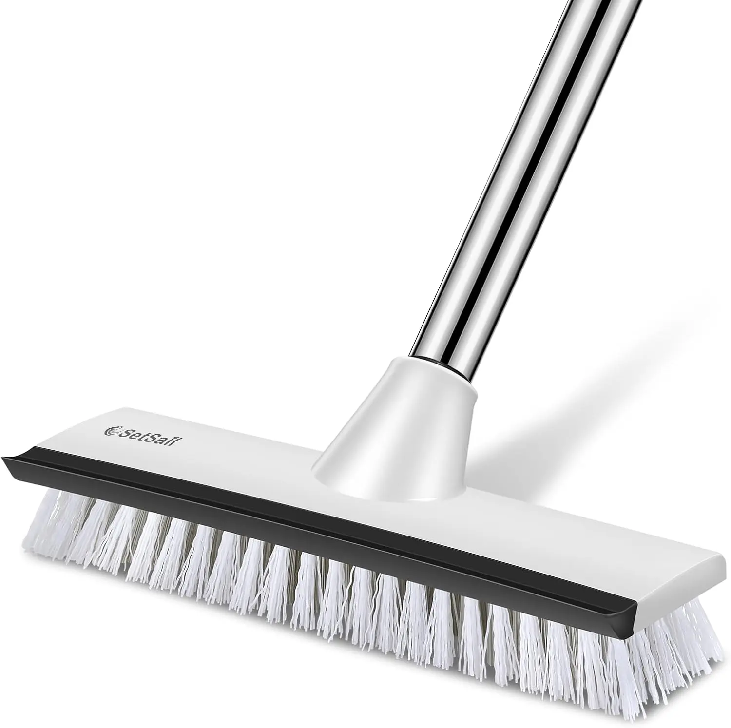 Floor Scrub Brush with 51-Inch Long Adjustable Handle 2 in 1 Scrape Brush Stiff Bristle Floor Scrubber for Cleaning Shower Bathroom Garage Kitchen Wall Deck Tub Tile