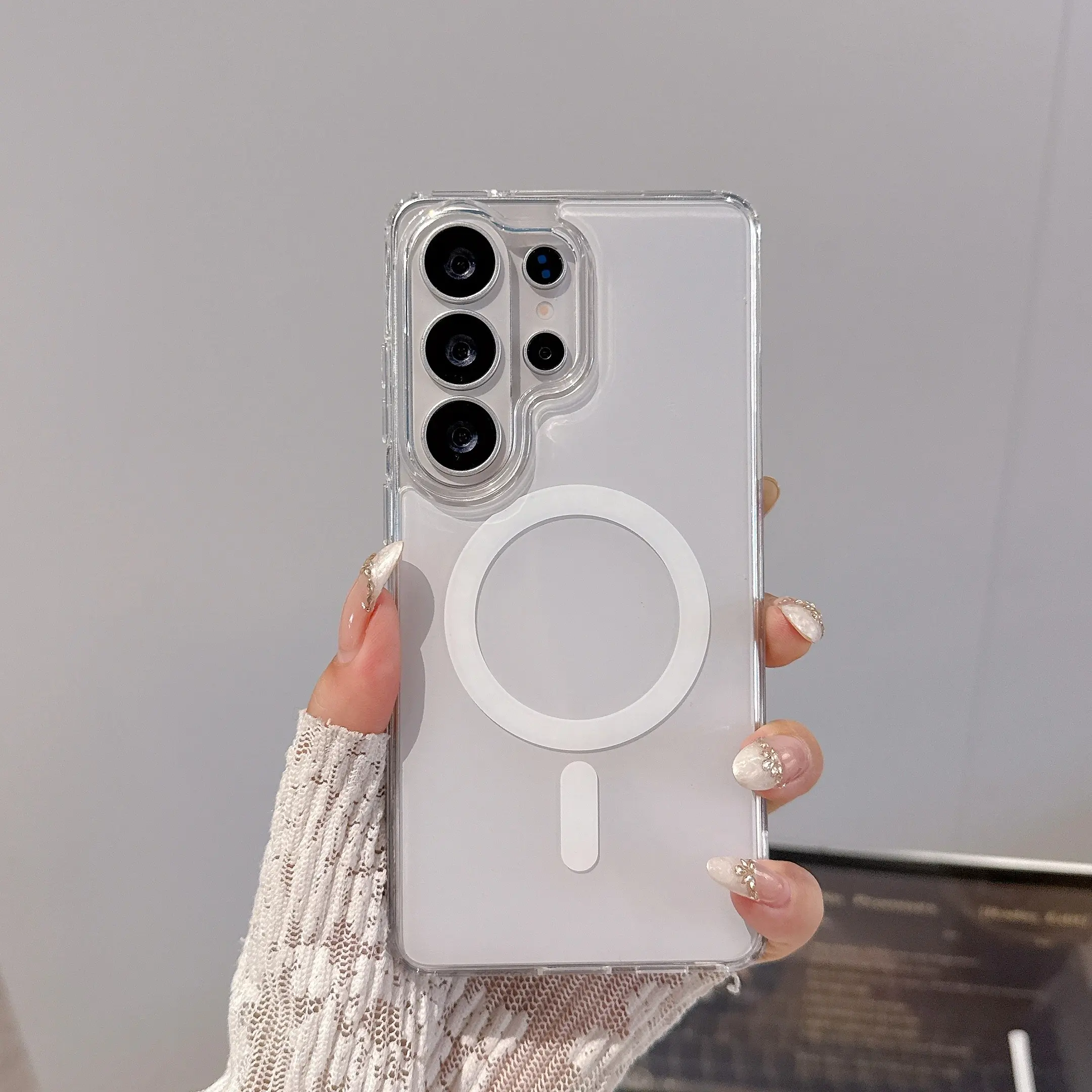 Transparent Magnetic Protective Wireless Smartphone Case for Samsung Galaxy S22 Ultra/s23/s23 Ultra/s24/s24 Ultra/s24 Plus/s25/s25 Plus/s25 Ultra/s26/s26 Ultra/s26 Edge