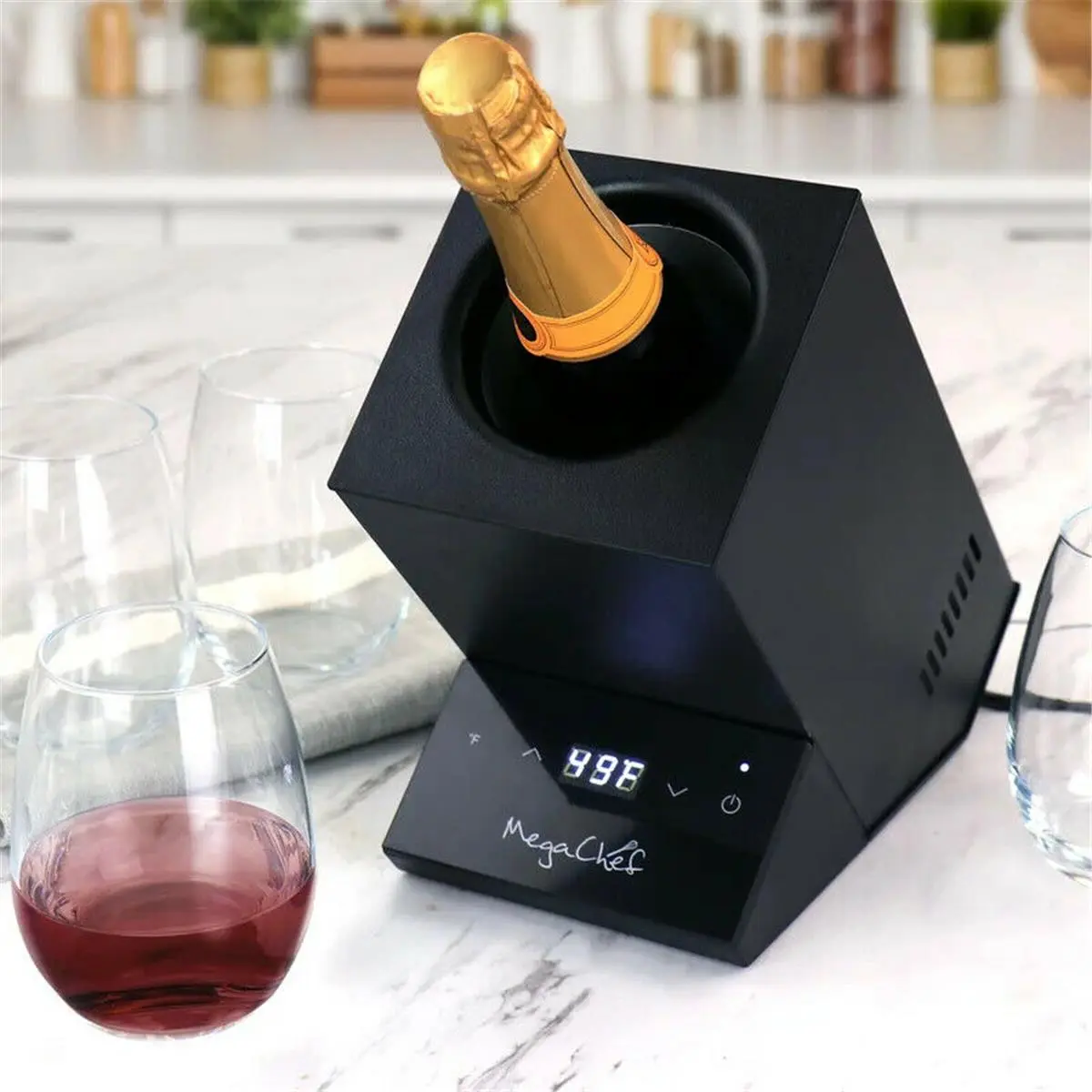 212 MAIN Lightweight Electric Wine Chiller - Digital Display, Black, Kitchen & Bar Wine Utensils