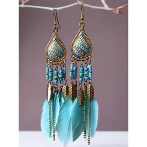 Blue Feather Fashion Earrings
