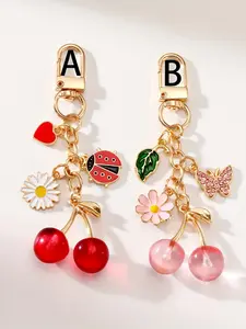 Nature Charm Cherry Bag Charm Pendants – Cute Daisy Ladybug Keychain, Whimsical Bag Decoration & Bag Chain Charms, Bag Accessories Charms for Backpack Purse, Ideal for Spring Lovers & Daily Casual Style, Keychain Kawaii