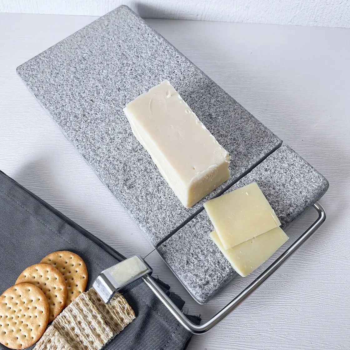 Premium Granite Cheese Slicer – Handcrafted Natural Stone Cheese Board with High-Tension Stainless Steel Wire – Modern Kitchen Tool for Clean, Effortless Cutting – Easy to Clean, Made in USA
