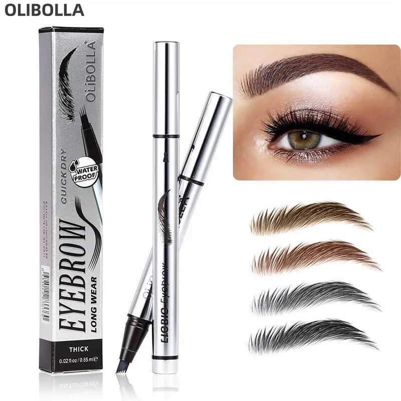 Waterproof Micro-Fork Eyebrow Pencil, Long-Lasting Brow Pen for Natural Hair-Like Strokes, Smudge-Proof Makeup Tool for Daily Use & Soft Glam