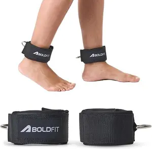 Boldfit Ankle Straps For Gym With Metal D-rings |  Unisex Ankle Strap For Cable Machine Exercise Padded Ankle Bands For Leg Extensions, Kickback Ankle Gym Accessories For Men Workout Neoprene 1Pair Black outdoorfun