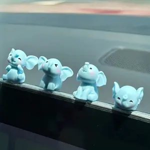 4-Piece Set of Random Style Cute Elephant Resin Car Interior Decoration, Charming Auto Accessories for Toy Lovers, Perfect Gift Idea