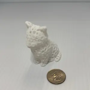 3D Printed Veronoi Style Cat Figure - White Design with Textured Surface, Ideal for Collecting or Display