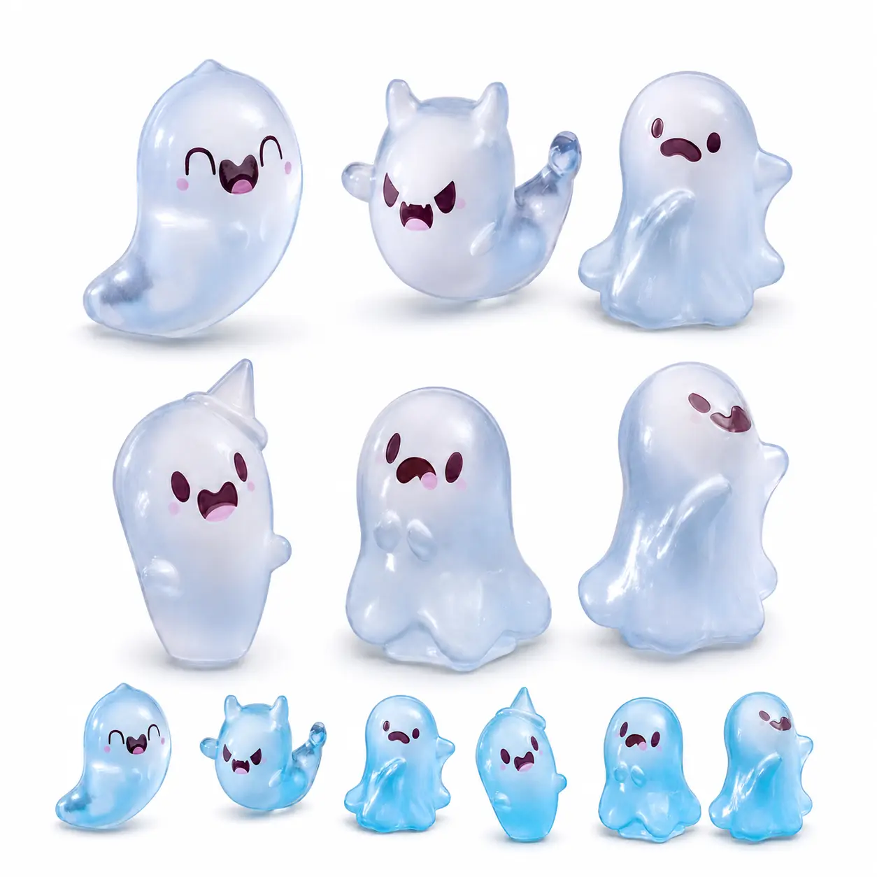 6PCS Glow-in-the-Dark Mini Ghost Figurines, Luminous Resin Miniatures for Halloween Party Decor, Fairy Garden, Terrarium, Micro Landscape, Tabletop Display & DIY Crafts