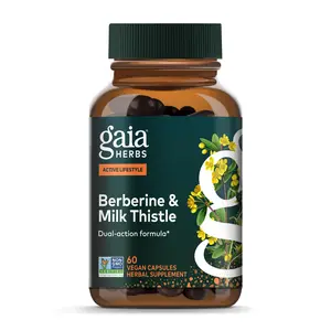 Gaia Herbs Berberine & Milk Thistle - Milk Thistle & Berberine Supplement with Ginger Root - Supports Liver Health* - Vegan, Gluten-Free, Dairy-Free, Non-GMO Project Verified - 60 Capsules