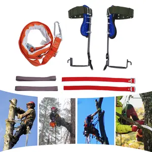 Tree Climber Upright Climbing Tool with Large Crutches One-Horned Hornet Foot Buckle Iron Shoes for Easy Tree Climbing Cutting Wood Picking Fruit Repairing Branches Heavy-Duty Safety Belt Included
