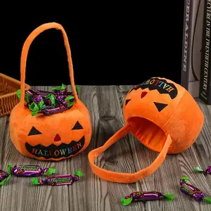Halloween Pumpkin Bucket Portable Candy Basket Trick or Treat Kids Gift Packaging Halloween Party Decor Supplies