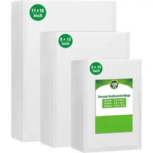 150 Count Vacuum Sealer Bags – Gallon (11"x16"), Quart (8"x12"), Pint (6"x10") Food Storage Bags for Sous Vide, Meal Prep, Commercial Use