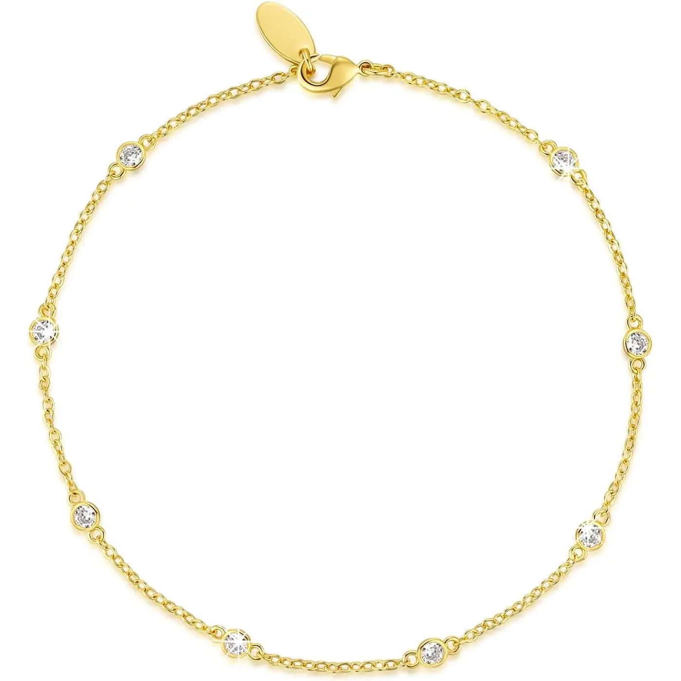 14K Gold Anklets for Women Non Tarnish 1/5 Carat Diamond Ankle Bracelet 14K Gold Ankle Bracelets for Women Waterproof Box Station Chain Design Jewelry for Women 9/10/11in