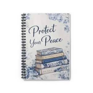Protect Your Peace Spiral Notebook | Floral Stack of Books, Ruled Journal