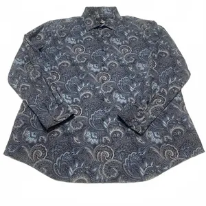 Alfani Men's Size XLarge 17 17.5 Blue Paisley Print Long Sleeve Button Shirt
