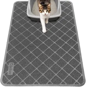 Cat Litter Mat Litter Trapping Mat, 24" x 17" Premium Durable PVC Grid Mesh with Scatter Control, Non-slip, Less Waste Cat Litter Box Mat, Soft on Kitty’s Paws, Urine Waterproof