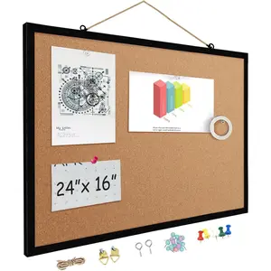 16" x 24" Cork Boards for Walls with Black Wooden Frame 1pack, Double Sided Office Board for Wall Organizer, Bulletins Board Decorative  Pin Board for School,  & Office, Notice Board