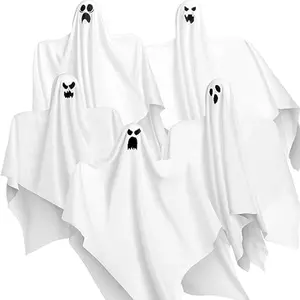 27.5" Halloween Hanging Ghosts Outdoor Decoration(5 Pack), Cute Flying Ghosts for Halloween Front Yard Patio Lawn Garden Party Décor and Holiday Hanging Decorations