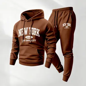Men's New York Printed Hoodie and Drawstring Sweatpants Set, Menswear, Casual Athletic Long Sleeve Hooded Jacket & Trousers for Fall & Winter, Men's Clothing for Daily Wear, Sportswear Indoor Outdoor, Tracksuit, Athleisure Summer Clothes2