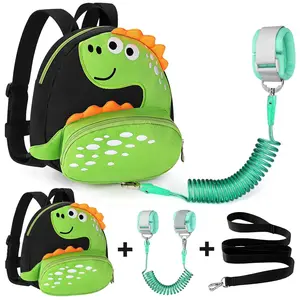 Toddler Harness Backpack Leash, Cute Dinosaur Kids Backpacks with Anti Lost Wrist Link, Mini Child Backpack Wristband Tether Strap and Protection Leashes for Baby Boys Girls Aged 1-3 Years