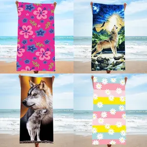 2pcs Ultra-Soft Microfiber Beach Towels, Quick-Dry Lightweight Sand-Free Print Bath Towel, Multi-Purpose for Beach, Swim, Vacation, Holiday Travel