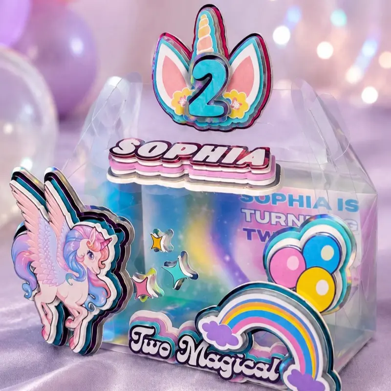 PERSONALIZATION REQUIRED Handmade Personalized Unicorn Favor Boxes - Handy, Portable, Unique, Washable, Reusable Unicorn Themed Birthday Decorations for Kids (Whimsical Party Supplies)