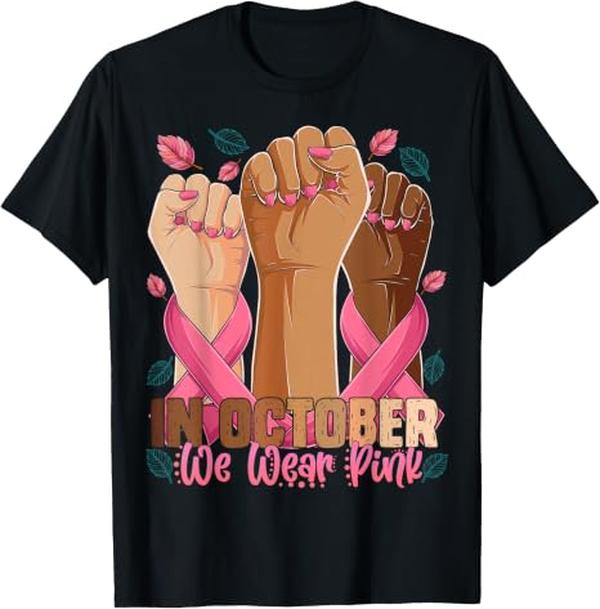 Men's Short-Sleeve Cotton Casual T-Shirt - Menswear, October Month Breast Cancer Awareness Symbolic Print Pink Top