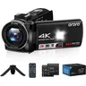ORDRO Z36 4K Compact Wireless Camcorder (64MP Sensor, 18X Digital Zoom, 3.0-Inch Flip Screen) - LED Fill Light, IR Night Vision, Slow Motion, Continuous Shooting, Time Lapse, Beginner-Friendly YouTube Vlogging Camera w/Wireless Remote, Tripod, 2 Batteries