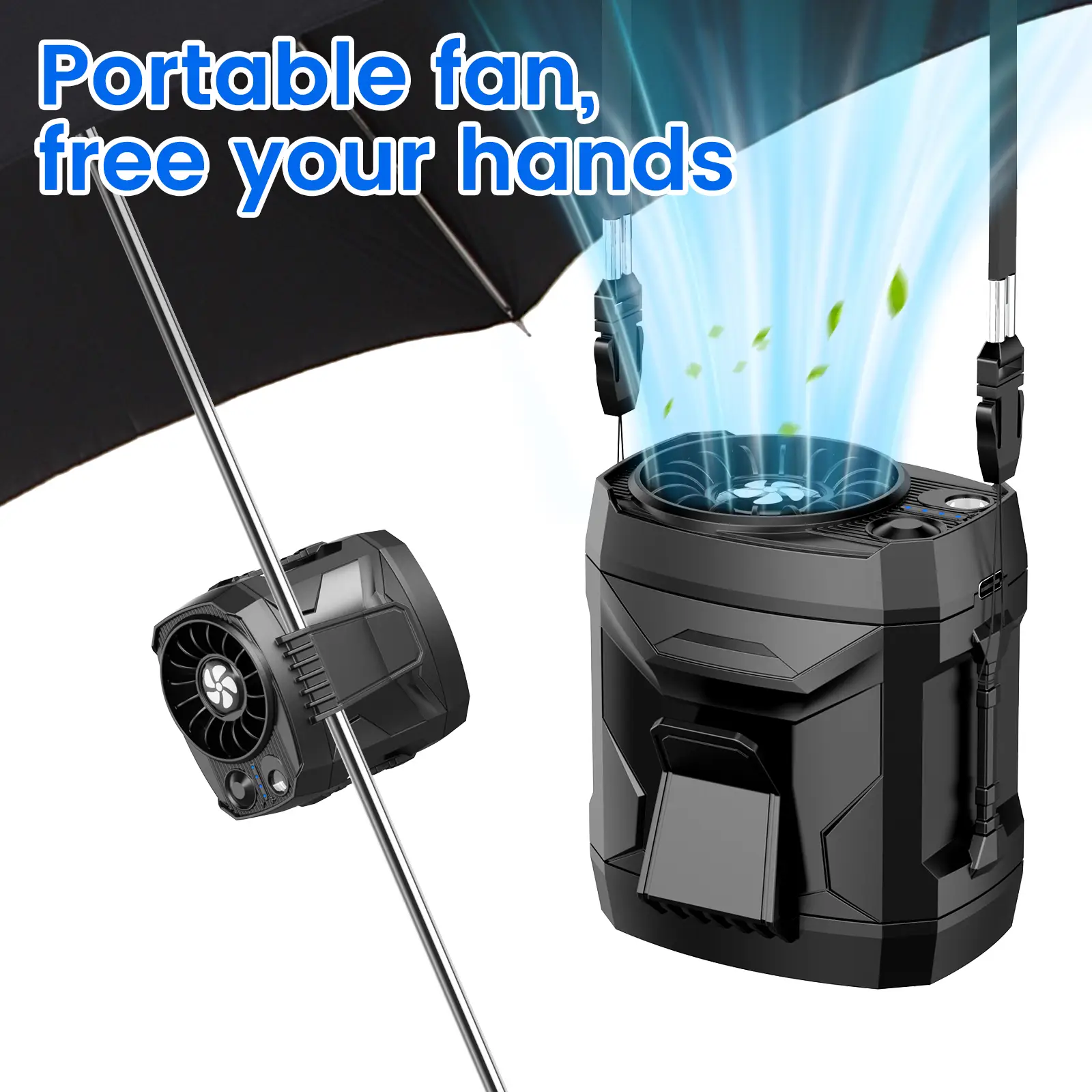 Lentorgi Portable Waist Fan, Clip Fan, Cool Clip Fan under Shirt, 3 IN 1 Hand Fan,4 Speeds, LED Lights, 8000mAh Rechargeable Belt Fan, Multifunction E