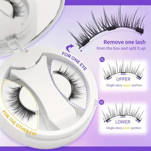 Reusable Magnetic Eyelashes Kit with Applicator, D Curl Dense Lashes, Waterproof and Easy to Wear, No Glue Needed (1 Pair)