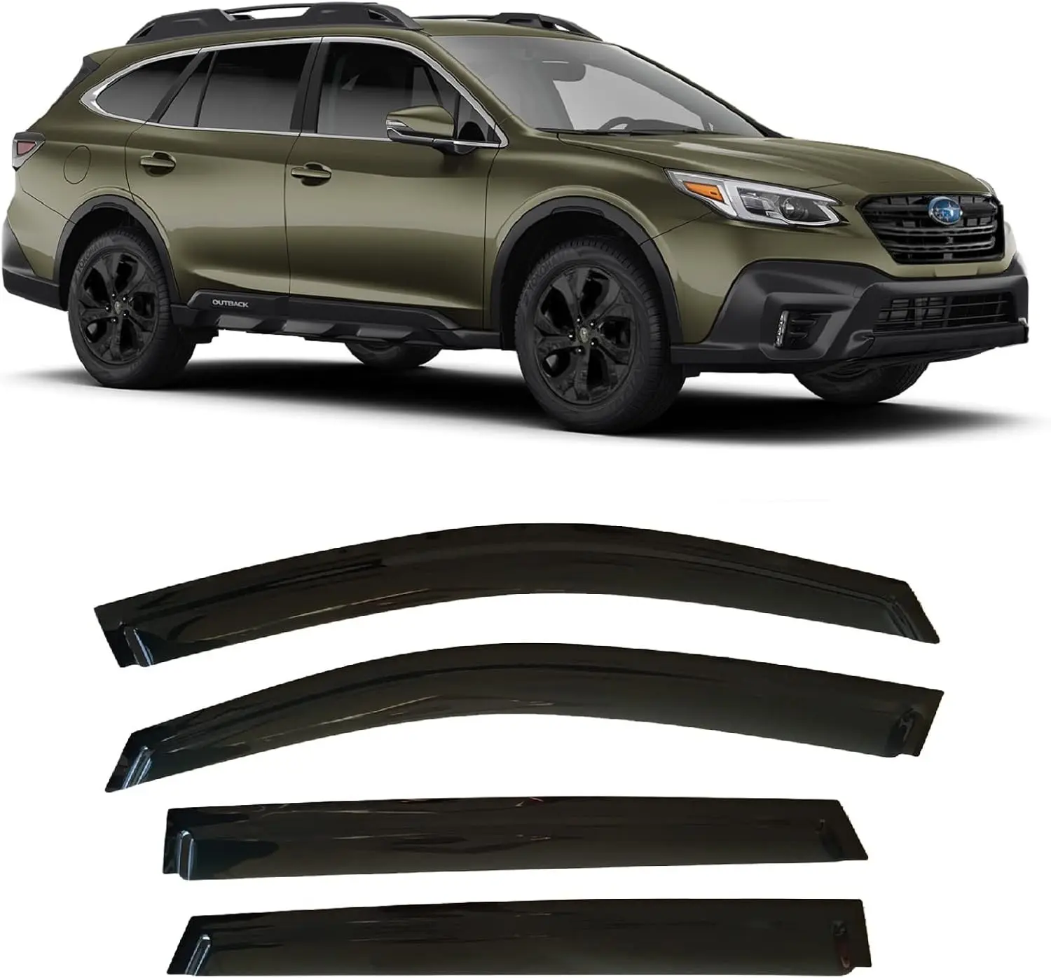 2020-2025 Tape-On Rain Guards for Subaru Outback Side Window Visor Deflectors, Premium Limited Touring, Durable Tinted Vent Shades 2021 2022 2023 2024