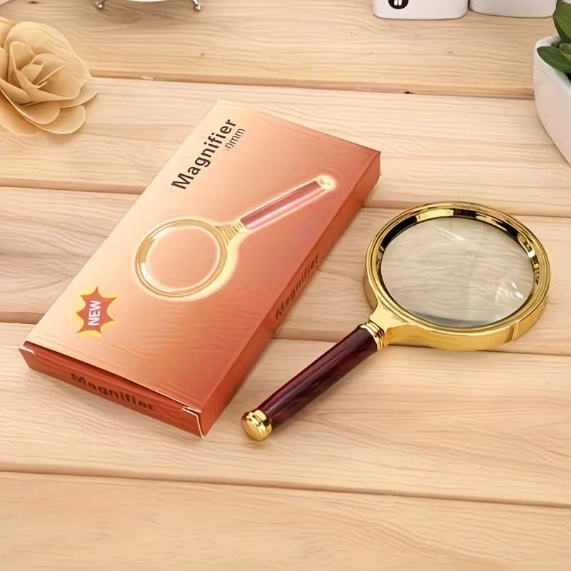 Metal Magnifying Glass, 50x HD Handheld Magnifier, Ideal for Reading, Science Experiments, Fire Starting, Jewelry Insect Plant Observation, Portable Magnifying Glass
