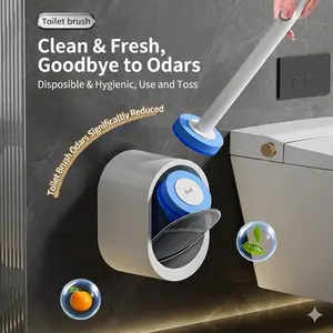 Disposable Toilet Brush Set with 32 Refills, Wall-Mounted Bathroom Cleaning Brush, Hygienic Deep Cleaning Tool for Daily Use & Spring Cleaning