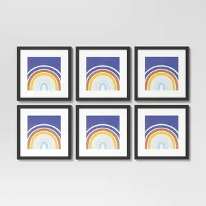 Room Essentials Set of 6 Matted Picture Photo Frame 8x8" Wall Decor Black 11x11"