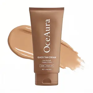 OCEAURA Quick Tan Cream with Jojoba & Castor Oil, Firming & Elasticity Boosting, Long-Lasting Moisture Lock, Fast Natural Streak-Free Bronze, Nourishing Sunless Tanner for All Skin Hydrating Intensive Tanning Gel shower sunscreen self lotion sun