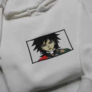 Giyu Tomioka Embroidered Sweatshirt, Demon Slayer Embroidery Sweatshirt Anime Lover Gift Crewneck Sweater