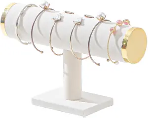 Bracelet Holder,T-bar Jewelry Organizer Display Stand for Girls (Beige) Flannel Bands