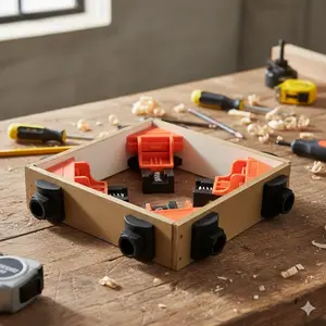 Multifunctional 90-Degree Right Angle Corner Clamp Kit, Heavy-Duty Woodworking Tool Set with Precision Adjustable Anti-Slip Grip Metal Positioning Clamp for Cabinet Frame Picture Window Door Assembly, DIY Repair Fast Industrial Wood Fixing Equipment.