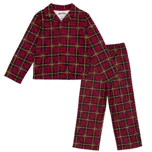 Harry Potter Gryffindor Little Boys Pajama Shirt and Pajama Pants Sleep Set Plaid Maroon 7-8