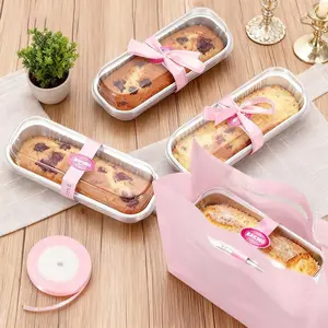 6.8Oz Mini Loaf Pans with Lids, 100 Pcs Disposable Rectangular Aluminum Cake Pans, Pink Baking Pans with Lids and Spoons, Includes 20 Pink Gift Bags, Small Cake Tins Ideal for Cakes cake pan