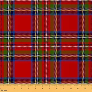 Tartan Plaid Upholstery Fabric,3 Yards,Vintage Buffalo Check Geometric Fabric by The Yard,New Year Christmas Fabric for DIY Projects, Colorful Geometric Pattern, Durable Performance Fabric