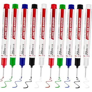 10 count Long  Deep Hole Marker - Long Nib Marker, Multi-purpose Deep Hole Marker Pens, Quick Dry  Colorful Carpenter Pen Markers for Construction Bathroom Woodworking
