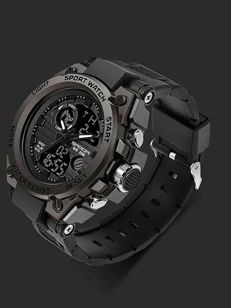 Men's Sportive Digital Watch, Fashionable Digital Watch with Luminous Dial & Alarm & Date Display Function, Waterproof Watch for Men with Box, Sporty Waterproof Watch