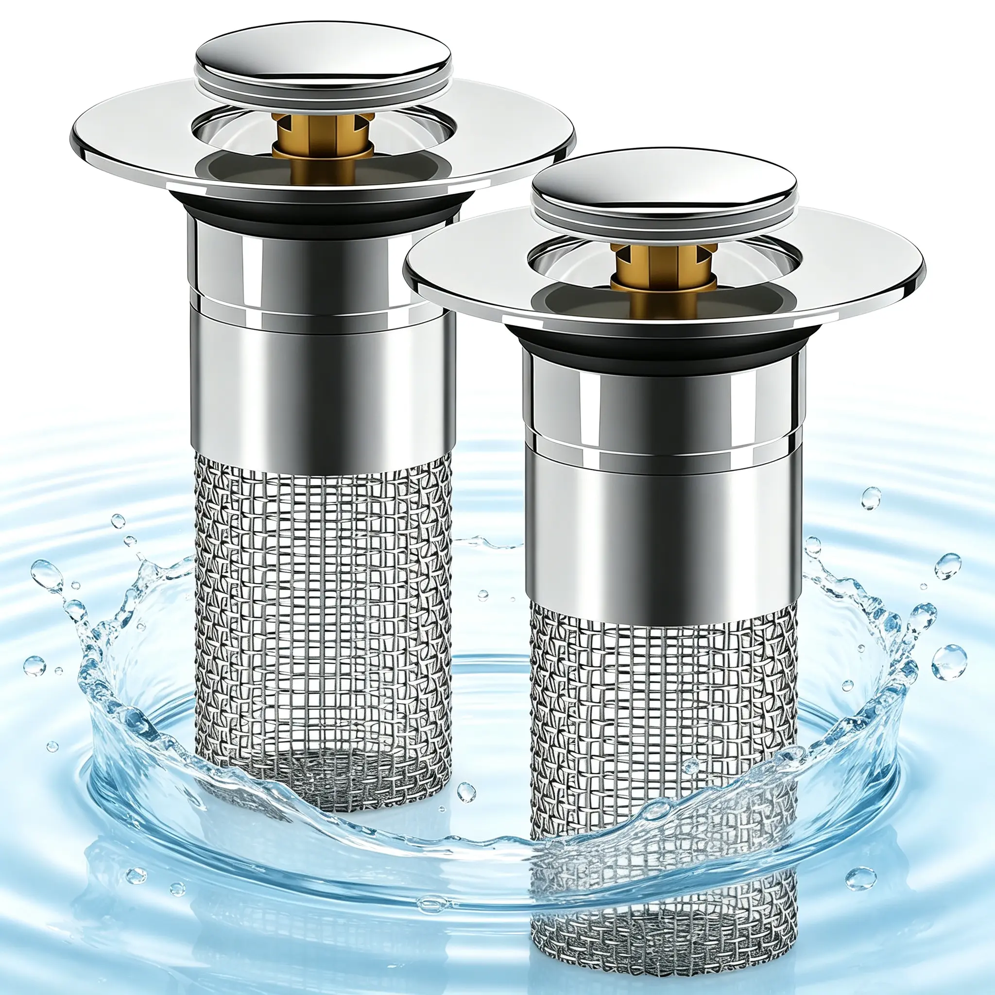 Stainless Steel Hair Catcher Strainer,Bathroom Sink Drain Strainer, Pop Up Sink Drain Strain, Bathroom Sink Stopper with Removable Stainless Steel, Filter Basket Hair Catcher Hair Catcher
