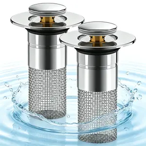 Stainless Steel Hair Catcher Strainer,Bathroom Sink Drain Strainer, Pop Up Sink Drain Strain, Bathroom Sink Stopper with Removable Stainless Steel, Filter Basket Hair Catcher Hair Catcher