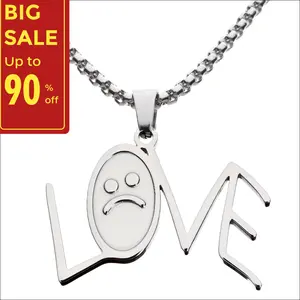 Love Pendant Necklace, Inspired by Emo Rap Aesthetic, Punk Gothic Streetwear Jewelry