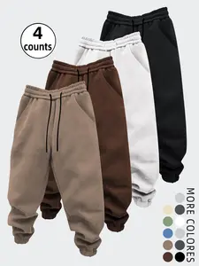 Men's Solid Drawstring Waist Pants, Casual Jogging Pants, Casual Comfy Regular Fit Pocket Trousers for Daily Wear, Men's Bottoms for Fall & Winter, Casual Fashion Trousers