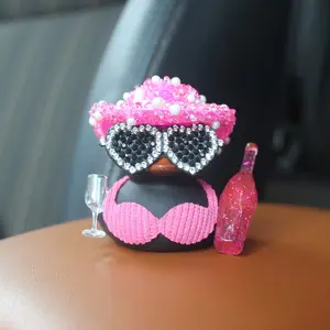 Duck Car Figurine, Shiny Hat Design, Champagne Bottle Style, Essential Car Interior Decoration, Casual Vacation Accessory